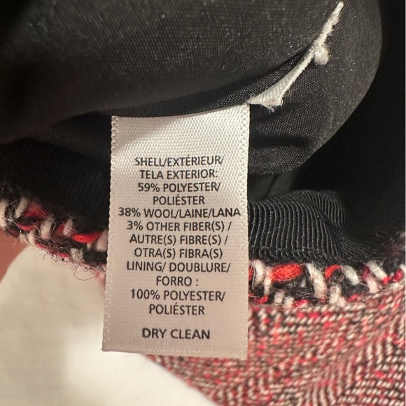 Loft Ann Taylor Black Red White Herringbone Wool Blend Skirt Size 2 Women’s - Picture 11 of 11